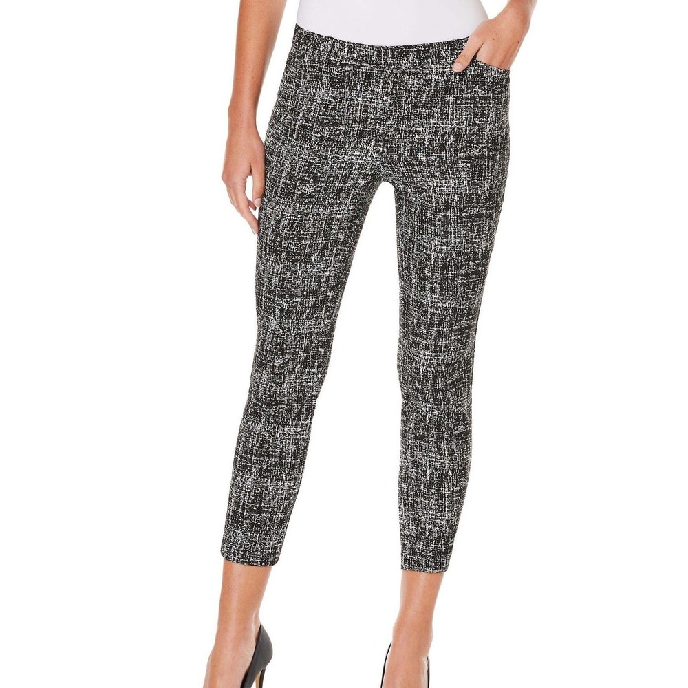 Nanette Lepore Women's L Black Shimmer Ankle Pants Rayon Blend pullon
